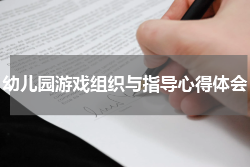 幼儿园游戏组织与指导心得体会