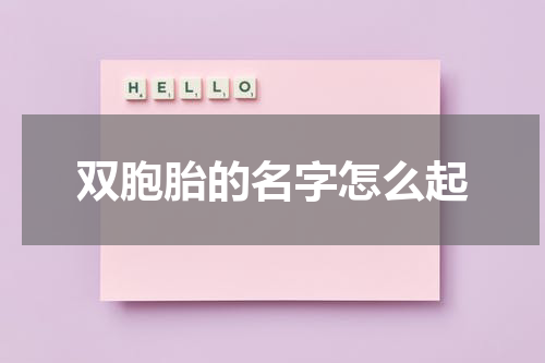 双胞胎的名字怎么起